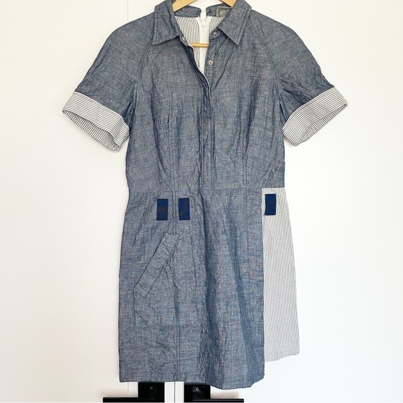 Grey by Jason Wu denims chambray dress 8 cotton linen pockets casual blue shirt - Picture 5 of 13